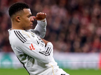 كيليان مبابي يحتفل بهدفه في مباراة أتلتيك بيلباو وريال مدريد بالدوري الإسباني - 3 ديسمبر 2025 - X/realmadrid