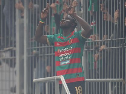 ساليو بانغورا يحتفل بهدفه في مباراة مولودية الجزائر وشباب بلوزداد بالدوري الجزائري - 8 ديسمبر 2025 - FB/mcalger.officiel