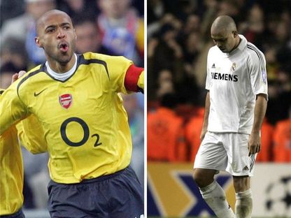 صورة مركبّة لقائد أرسنال تييري هنري ولاعب ريال مدريد رونالدو خلال مواجهة الفريقين في دور 16 لدوري أبطال أوروبا في 8 مارس عام 2006 - الشرق