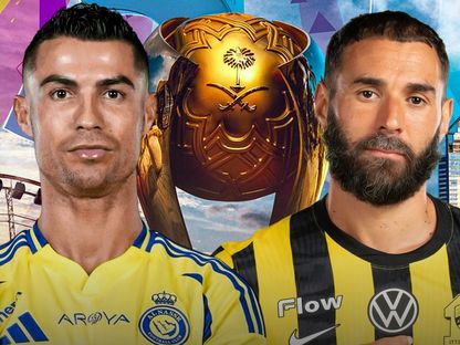 صورة مركبة لقائدي النصر والاتحاد كريستيانو رونالدو وكريم بنزيما - الشرق رياضة