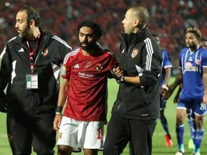 حسين الشحات لاعب الأهلي بعد إصابته في مواجهة سيمبا التنزاني - 6 أبريل 2024 - X/AlAhly
