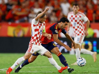 لوكا مودريتش خلال مباراة بين كرواتيا وإسبانيا في دوري الأمم الأوروبية - 29 سبتمبر 2026 - reuters