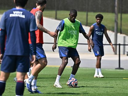 خلال تدريب لباريس سان جيرمان قبل مواجهة ريال مدريد بكأس العالم للأندية - 6 يوليو 2025 - X/PSG_inside