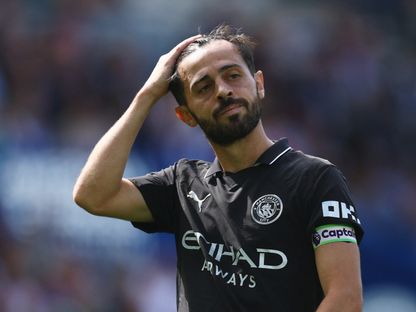 برناردو سيلفا محبطاً خلال مباراة بين مانشستر سيتي وبرايتون – 31 أغسطس 2025 - Action Images via Reuters