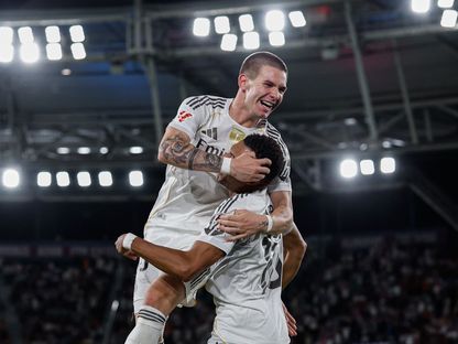 فرانكو ماستانتونو وكيليان مبابي من مباراة ريال مدريد وليفانتي بالدوري الإسباني - 23 سبتمبر 2025 - X/realmadrid