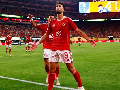وسام أبو علي هداف الأهلي يحتفل بهدفه أمام بورتو في كأس العالم للأندية - 24 يونيو 2025 - Reuters