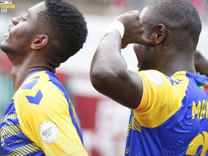 احتفال لاعبي أوتوهو الكونغولي بتسجيل هدف في مرمى شباب بلوزداد بكأس الكونفيدرالية - 29 نوفمبر 2025 - X/@asotoho1