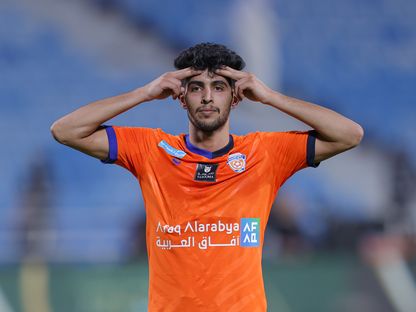  مالك العبدالمنعم لاعب الفيحاء يحتفل بهدفه في مرمى الرياض بكأس خادم الحرمين الشريفين - 26 سبتمبر 2023  - x/@Alfaihaclub