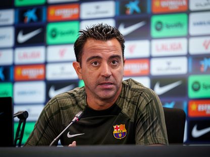تشافي هيرنانديز مدرب برشلونة خلال مؤتمر صحافي - 7 أكتوبر 2023  - X/FCBarcelona