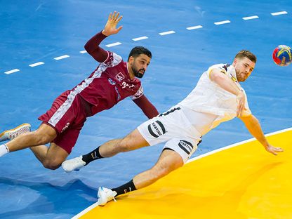 من مواجهة قطر وألمانيا في كأس العالم لكرة اليد - 13 يناير 2023  - https://twitter.com/DHB_Teams/