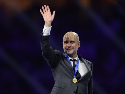 الإسباني بيب غوارديولا المدير الفني لمانشستر سيتي بعد التتويج بكأس العالم للأندية - 22 ديسمبر 2023 - Reuters