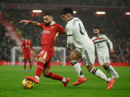 محمد صلاح نجم ليفربول خلال مباراة مانشستر يونايتد بالدوري الإنجليزي الممتاز - 5 يناير 2025 - Reuters