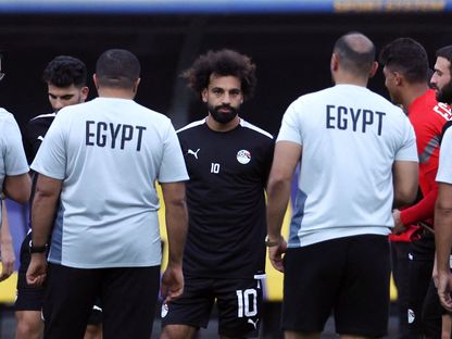مهاجم ليفربول محمد صلاح خلال تدريبات منتخب مصر - 11 سبتمبر 2023 - REUTERS