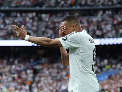 كيليان مبابي مهاجم ريال مدريد يحتفل بالتسجيل ضد سوسيداد في الليغا - 24 مايو 2025 - Reuters