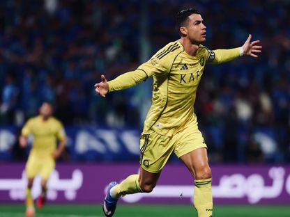 كريستيانو رونالدو يحتفل بهدفه في مباراة الفتح والنصر بالدوري السعودي - 14 فبراير 2026 - X/AlNassrFC