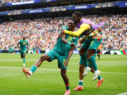 إسماعيلا سار مهاجم السنغال يحتفل بهدفه في مرمى بلجيكا في كأس العالم - 1 يوليو 2026 - Reuters