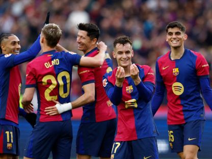 مارك كاسادو لاعب برشلونة يحتفل بهدفه في مرمى ريال سوسيداد - 2 مارس 2025 - Reuters