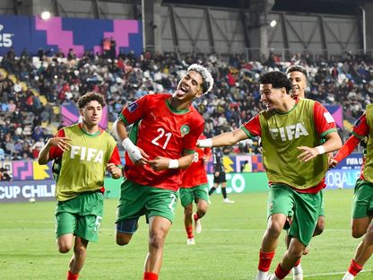 فرحة لاعب المنتخب المغربي ياسر الزابيري بهدفه في مرمى كوريا الجنوبية في كأس العالم تحت 20 عاما - 9 أكتوبر 2025 - ْX/@EnMaroc