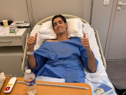 الدولي المغربي نايف أكرد بعد خضوعه لعملية جراحية - 12 مارس 2026 - X@AguerdNayef