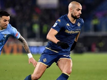 سفيان أمرابط خلال مباراة بين لاتسيو وفيورنتينا في الدوري الإيطالي - 29 يناير 2023 - NurPhoto via AFP