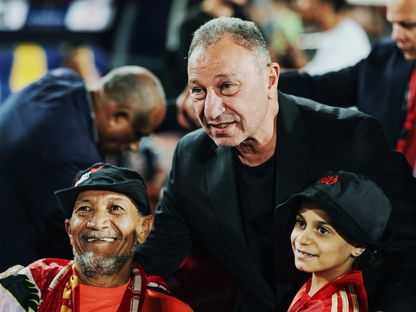 محمود الخطيب رئيس الأهلي خلال حفل تتويج الفريق بلقب الدوري المصري - 28 مايو 2025 - X/@Al Ahly SC