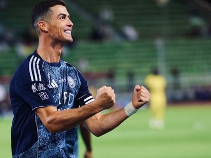 احتفال كريستيانو رونالدو نجم نادي النصر بهدفه في مرمى التعاون بالدوري السعودي - 29 أغسطس 2025 - X/@AlNassrFC