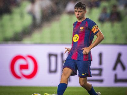 بيدري من المباراة الودية بين برشلونة ودايغو الكوري الجنوبي - 4 أغسطس 2025 - X/FCBarcelona_es