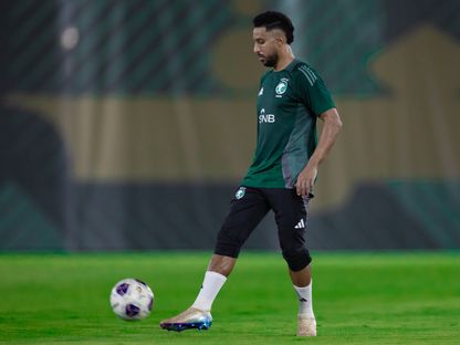 سالم الدوسري خلال تدريب للمنتخب السعودي - 8 يونيو 2025 - X/@SaudiNT