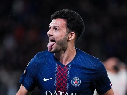 غونزالو راموس مهاجم باريس سان جيرمان يحتفل بهدفه في مرمى نيس بالدوري الفرنسي - 1 نوفمبر 2025 - X/@PSG_inside