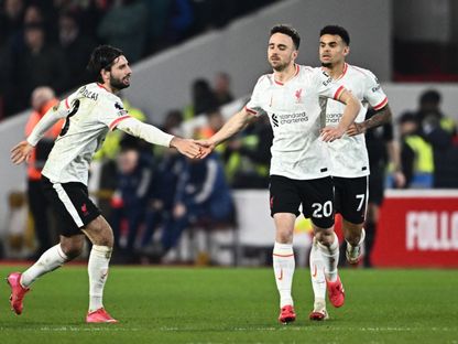 ديوغو جوتا لاعب ليفربول يحتفل بهدفه في مرمى نوتنغهام فورست - 14 يناير 2025 - Reuters