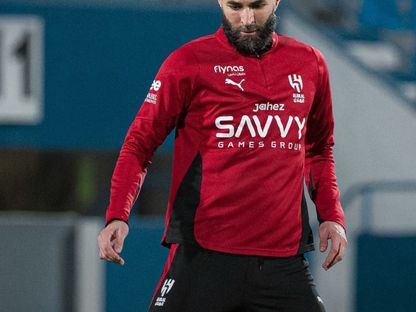 كريم بنزيما نجم الهلال في حصة تدريبية - 7 أبريل 2026 - X/@Alhilal_FC