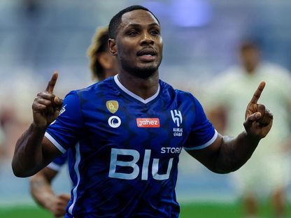 مهاجم الهلال أوديون إيغالو بعد تسجيله هدفاً في مرمى النصر ضمن دوري روشن السعودي - 18 أبريل 2023 - twitter/@Alhilal_FC
