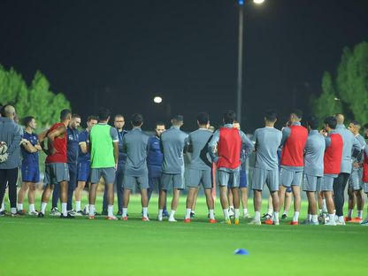 لاعبو المنتخب العراقي في التدريبات استعداداً لمواجهة إندونيسيا في تصفيات كأس العالم 2026 - 13 نوفمبر 2023 - FB/@IFAMedia