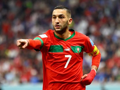 حكيم زياش لاعب تشيلسي في مباراة المغرب وفرنسا - 14 ديسمبر 2022 - REUTERS