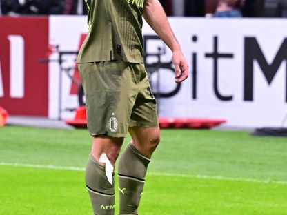 براهيم دياز لاعب ميلان يحتفل بعد التسجيل في شباك مونزا في الدوري الإيطالي - 22 أكتوبر 2022 - AFP