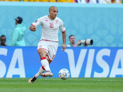 لاعب منتخب تونس وهبي الخزري من لقاء أستراليا في كأس العالم 2022  - Getty 