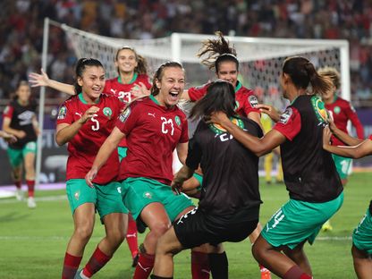 لاعبات منتخب المغرب لكرة القدم سيدات في لحظة احتفال - twitter/FIFAWWC