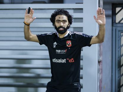 حسين الشحات لاعب الأهلي في حصة تدريبية قبل لقاء الرجاء - 18 أبريل 2023 - twitter/AlAhly