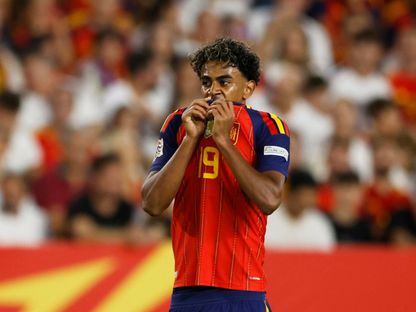 احتفال لامين يامال بتسجيل هدف لإسبانيا في مرمى كرواتيا بدوري الأمم الأوروبية - 29 سبتمبر 2026 - Reuters