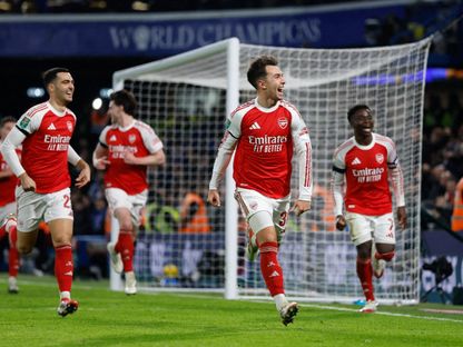 مارتن زوبيمندي لاعب أرسنال يحتفل بالهدف الثالث ضد تشيلسي - 14 يناير 2026 - Reuters