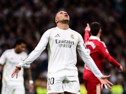 كيليان مبابي مهاجم ريال مدريد يحتفل بهدفه أمام إشبيلية بالدوري الإسباني- 20 ديسمبر 2025 - Reuters