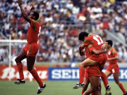 احتفال المغربي عبد الرزاق خيري في مباراة البرتغال بمونديال 1986 - Google