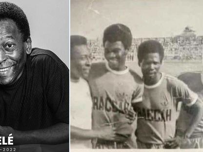 مشاركة بيليه مع سانتوس في مباراة ودية ضد منتخب نيجيريا عام 1969 - Twitter/@thenff