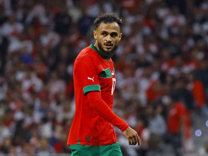 سفيان بوفال لاعب منتخب المغرب خلال مواجهة البيرو الودية - 28 مارس 2023 - reuters