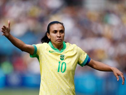 مارتا قائدة منتخب البرازيل للسيدات بمواجهة اليابان في الألعاب الأولمبية باريس 2024 - 28 يوليو 2024 - Reuters