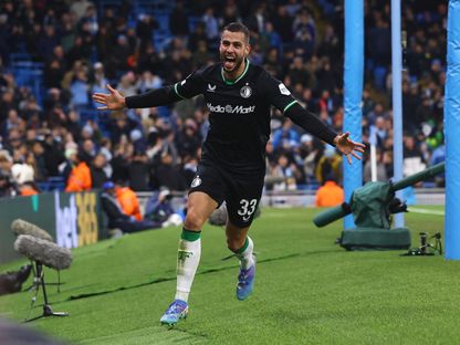 ديفيد هانكو بعد تسجيله هدفاً لفينورد في مرمى مانشستر سيتي بدوري أبطال أوروبا - 26 نوفمبر 2024 - Reuters
