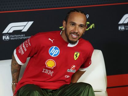 لويس هاميلتون سائق فيراري في المؤتمر الصحفي قبل سباق جائزة أميركا الكبرى لفورمولا 1 - 16 أكتوبر 2025 - Reuters