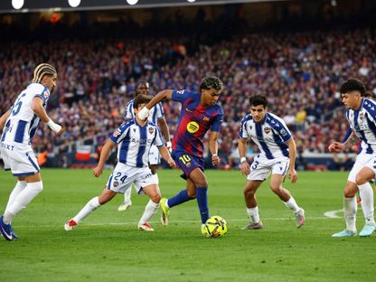 لامين يامال مهاجم برشلونة خلال لقاء ليفانتي بالدوري الإسباني - 22 فبراير 2026 - Reuters