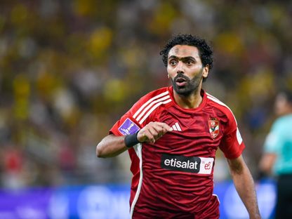 حسين الشحات لاعب الأهلي يحتفل بعد تسجيله هدفاً في شباك الاتحاد السعودي - 15 ديسمبر 2023 - FACEBOOK/ALAHLY