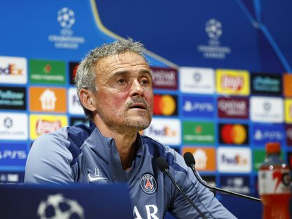 مدرب باريس سان جيرمان لويس إنريكي خلال مؤتمر صحافي - 7 أبريل 2026 - X@PSG_inside